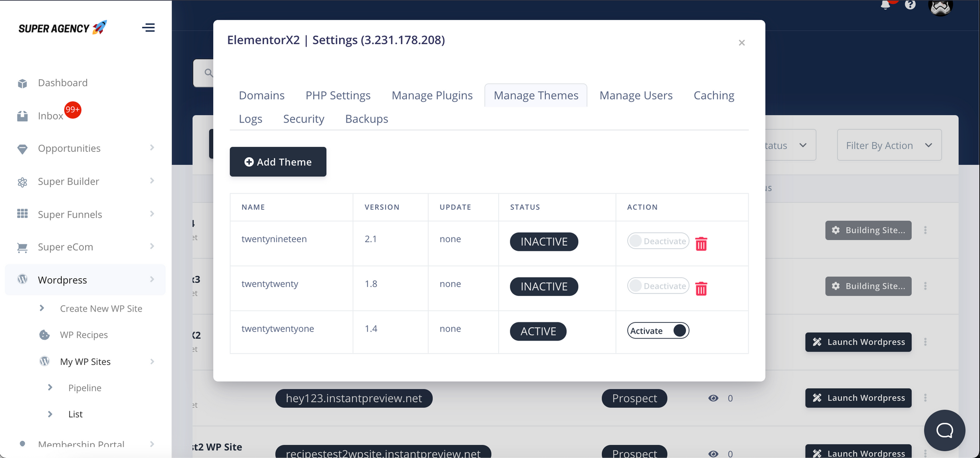 Plugin, Theme & Team Management via SuperAgency Dashboard