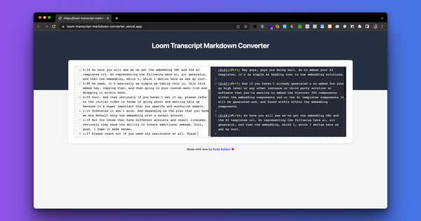Free Loom Transcript Markdown Converter App ❤️